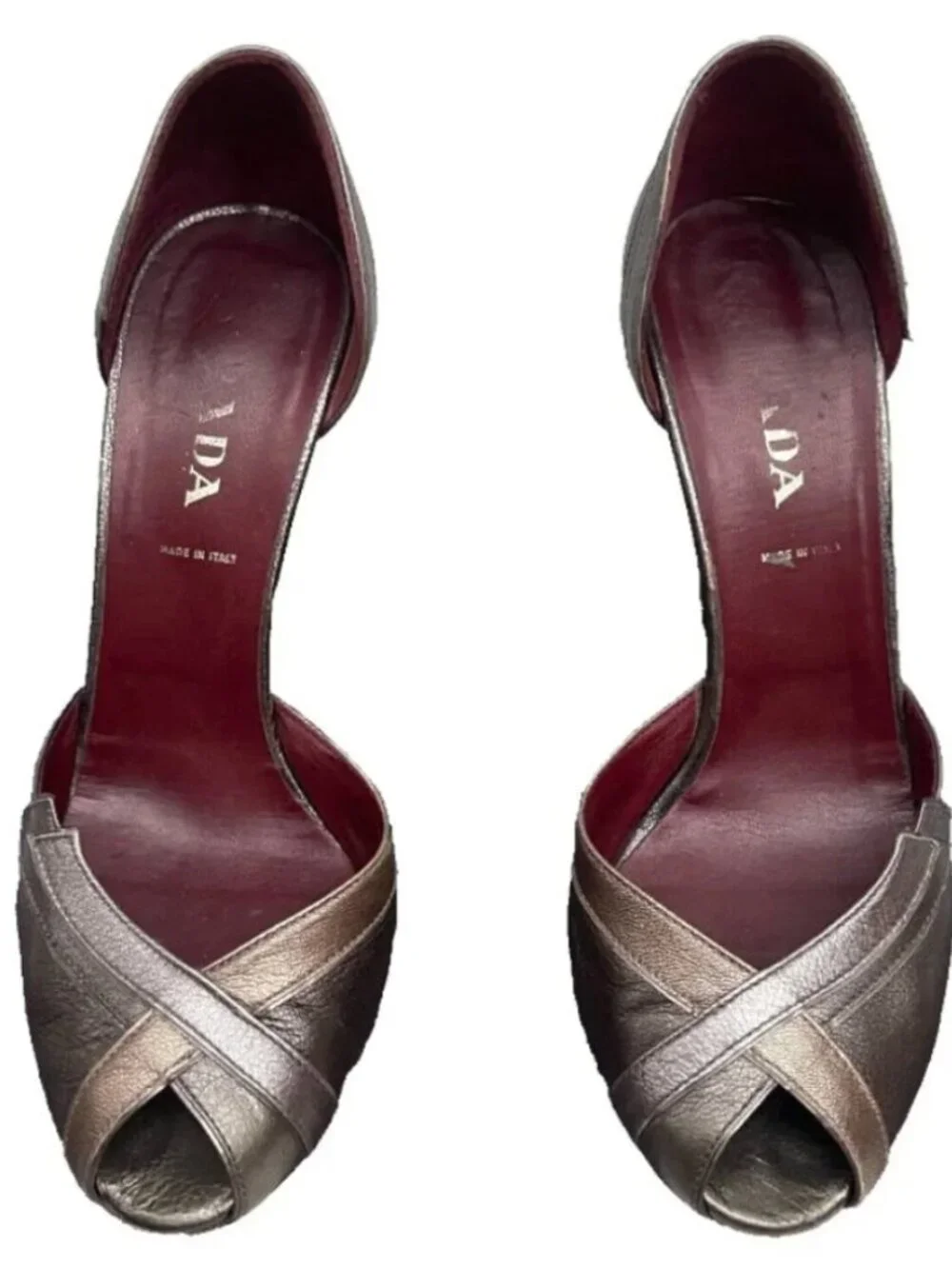 Prada D'Orsay Metall Deco Calzature Donna peep Toe heels pumps 7,5